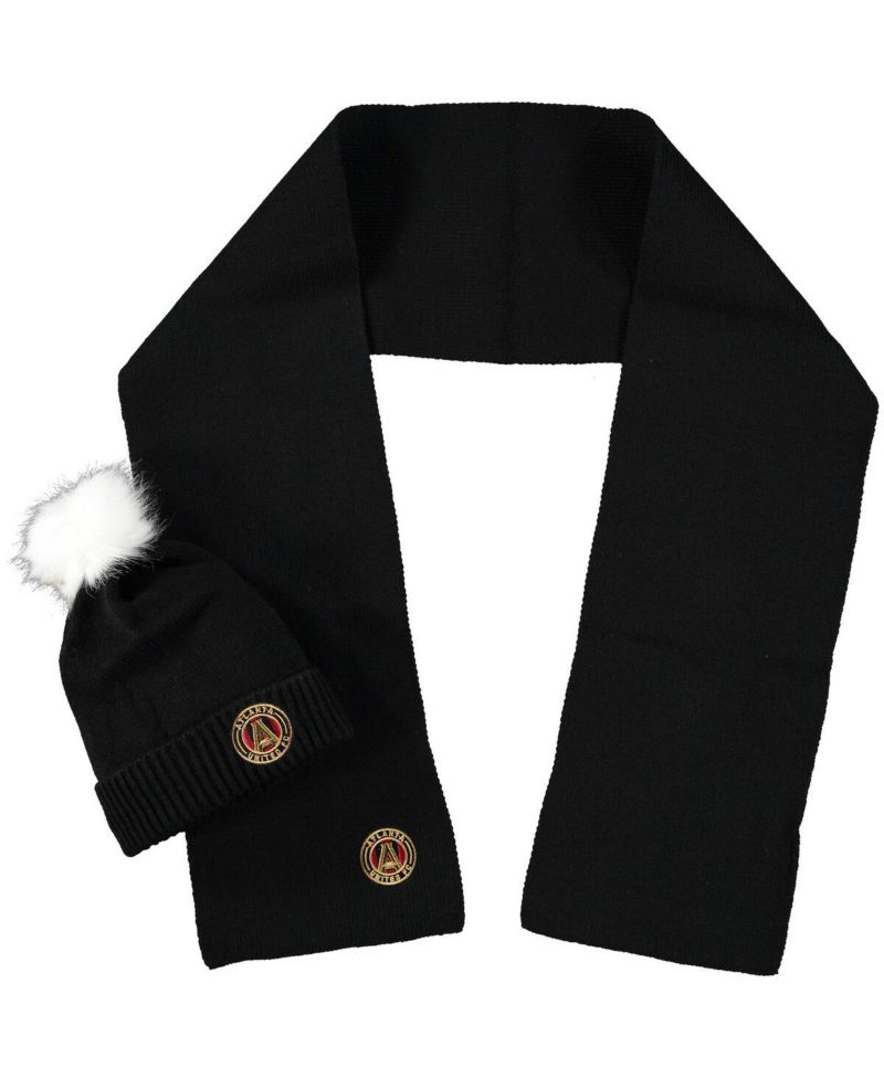Women's Atlanta United FC Fuzzy Cuffed Pom Knit Hat and Scarf Set