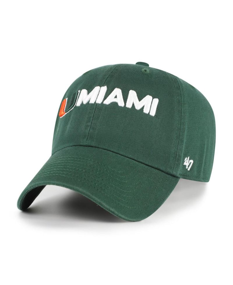 Men's Green Miami Hurricanes Clean Up Adjustable Hat