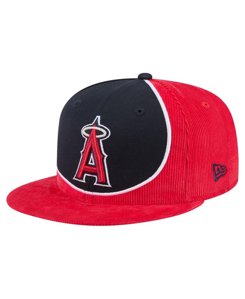 Men's Red/Navy Los Angeles Angels Retro Split Corduroy Snapback Hat