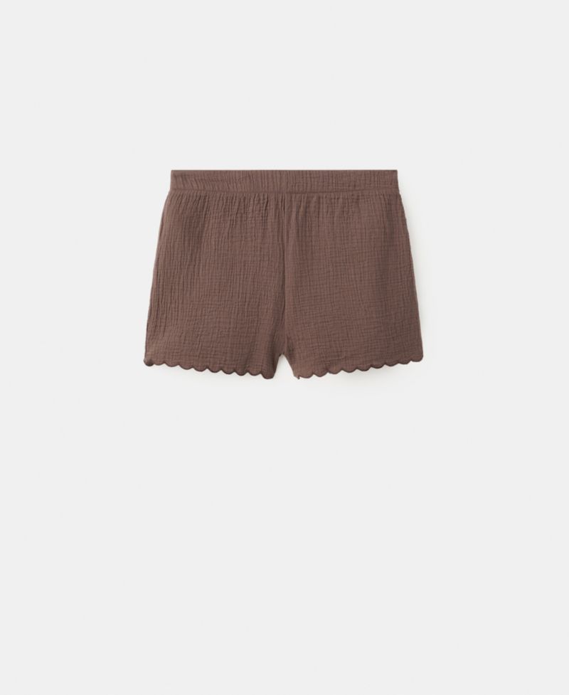Women's Scalloped Details Cotton Shorts