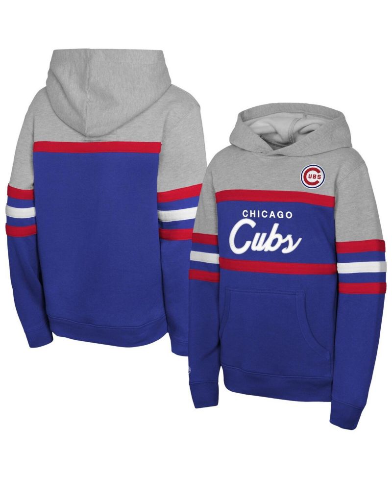 Big Boys and Girls Royal/Grey Chicago Cubs Cooperstown Head Coach Pullover Hoodie