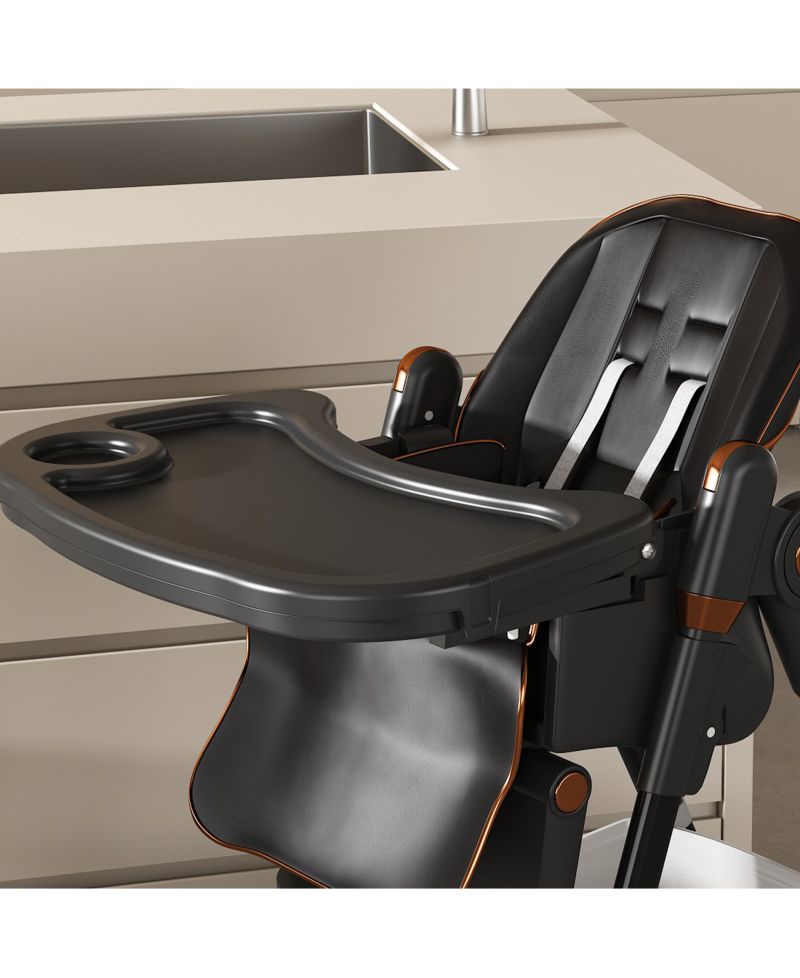 Adjustable Baby High Chair - Portable Feeding Seat (Black)