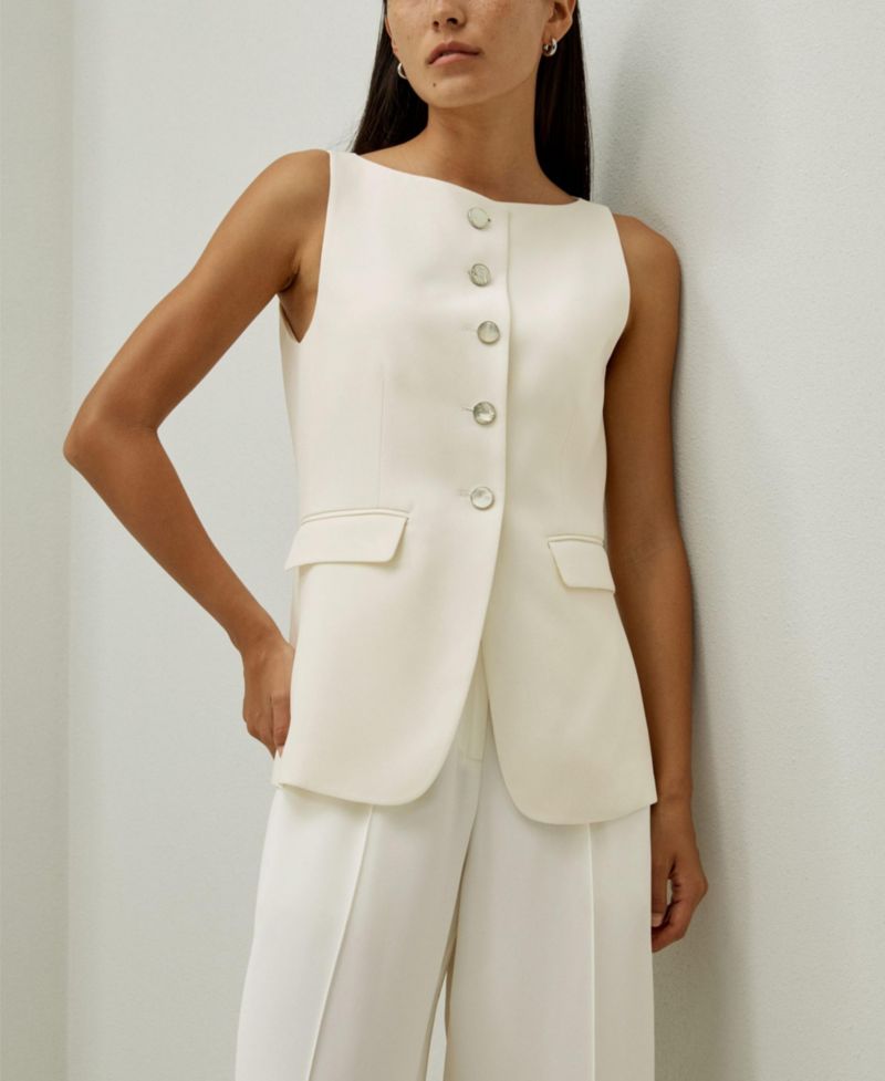 Women's Sleeveless Button Up Silk Vest