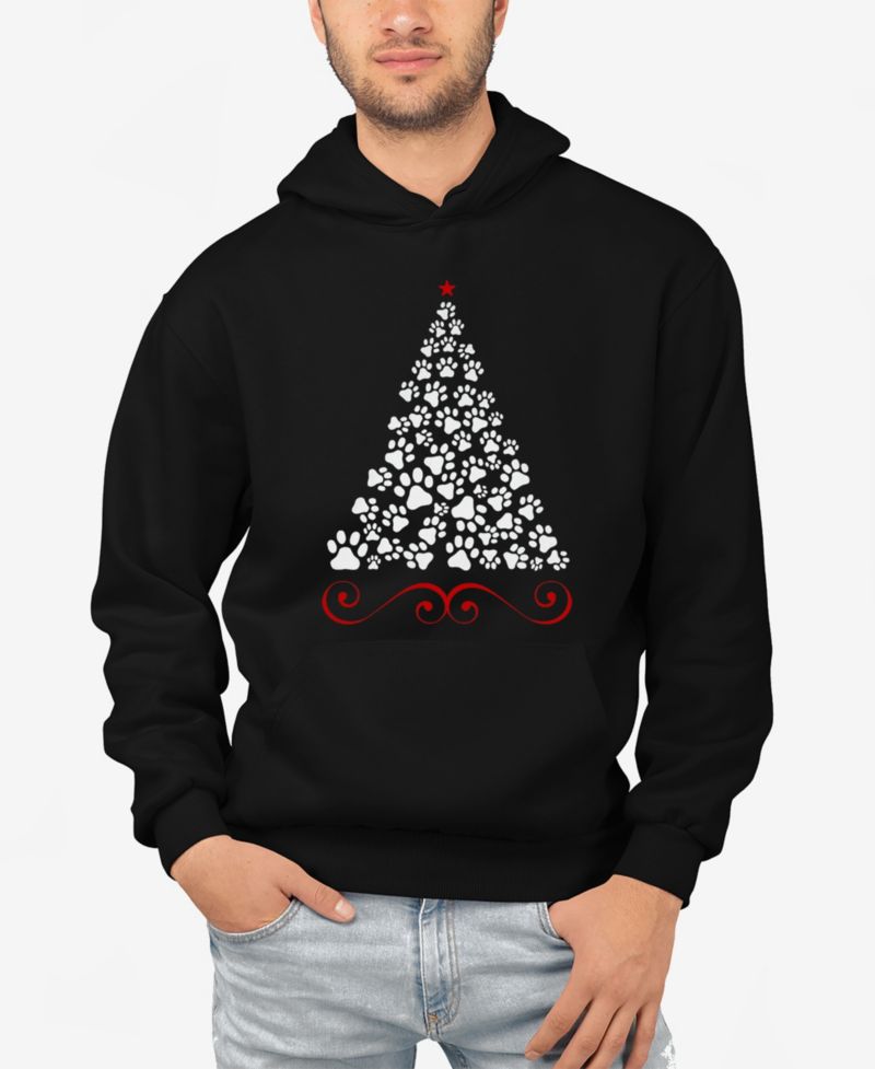 Men's Paw Christmas Tree Word Art Hooded Sweatshirt