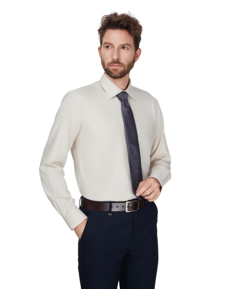 Men's Herringbone Long-Sleeve Dress Shirt