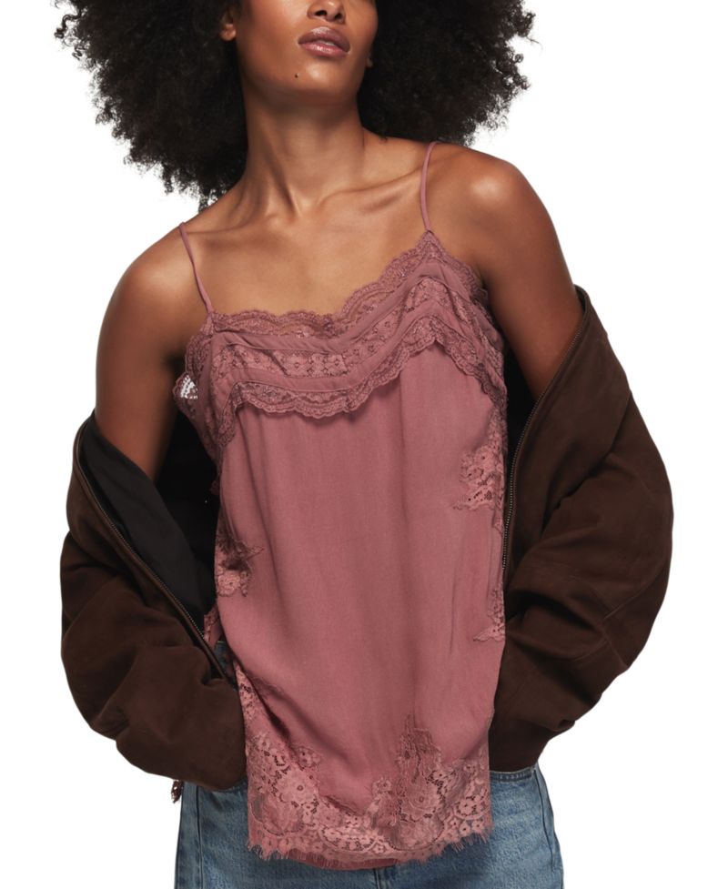 Women's Lace Trim V-Neck Tunic Tank