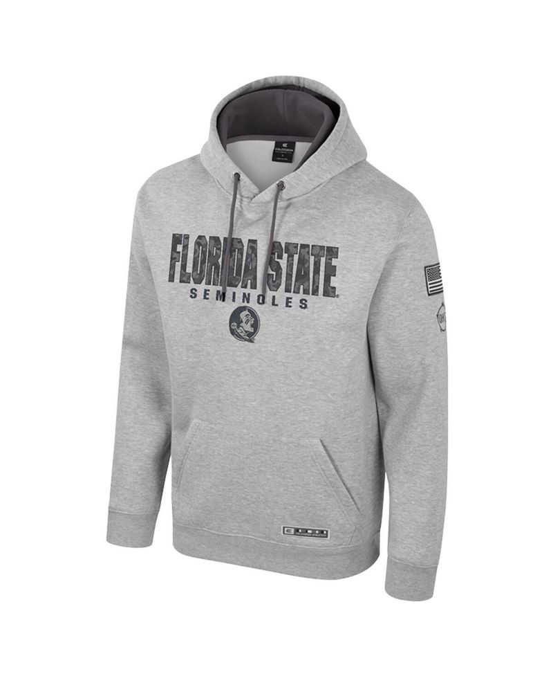 Men's Heather Gray Florida State Seminoles Oorah OHT Military Appreciation Pullover Hoodie