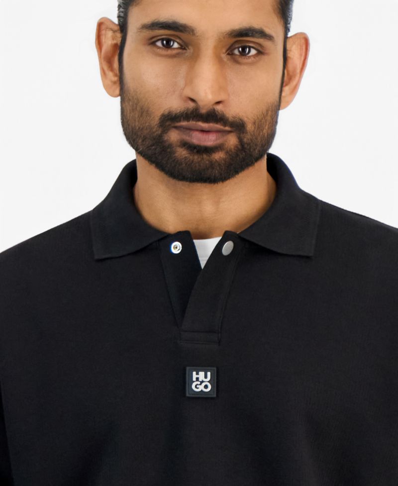 HUGO by Men's Dabins Long-Sleeve Textured Interlock Fabric Polo