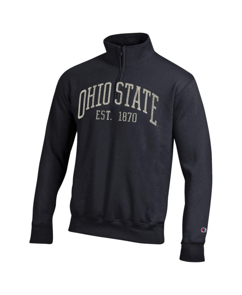 Men's Black Ohio State Buckeyes Powerblend Quarter-Zip Pullover