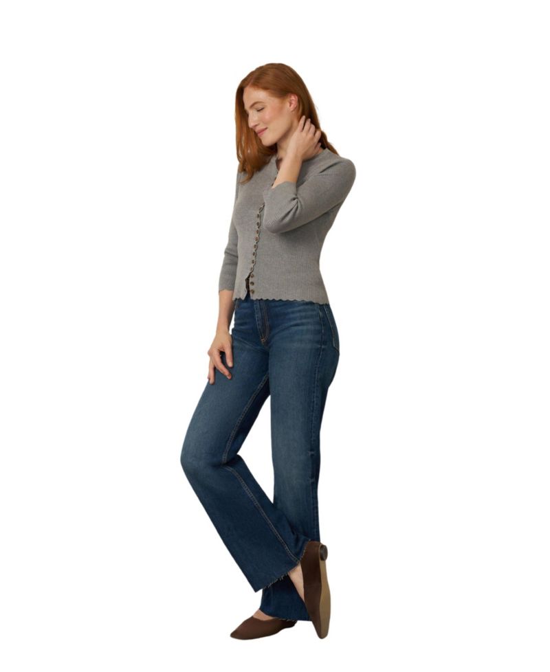Women's Scalloped Rib Trim Cardigan