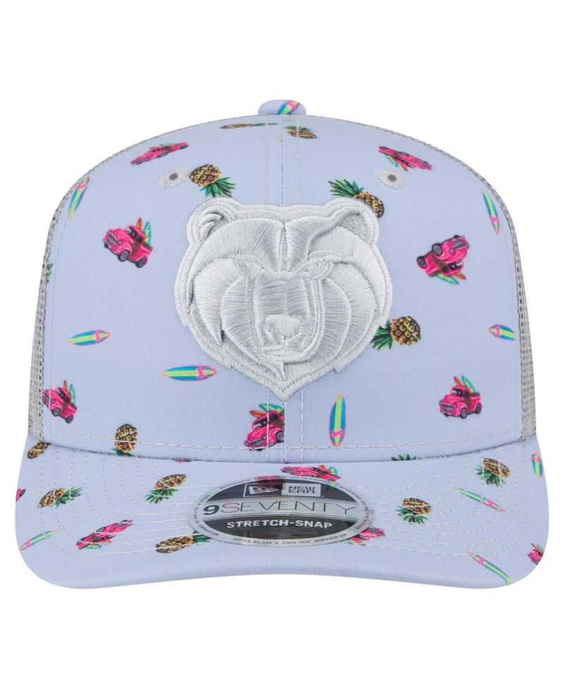 Men's Light Blue/Gray Memphis Grizzlies Adventure Aloha Pattern 9SEVENTY Stretch-Snap Hat