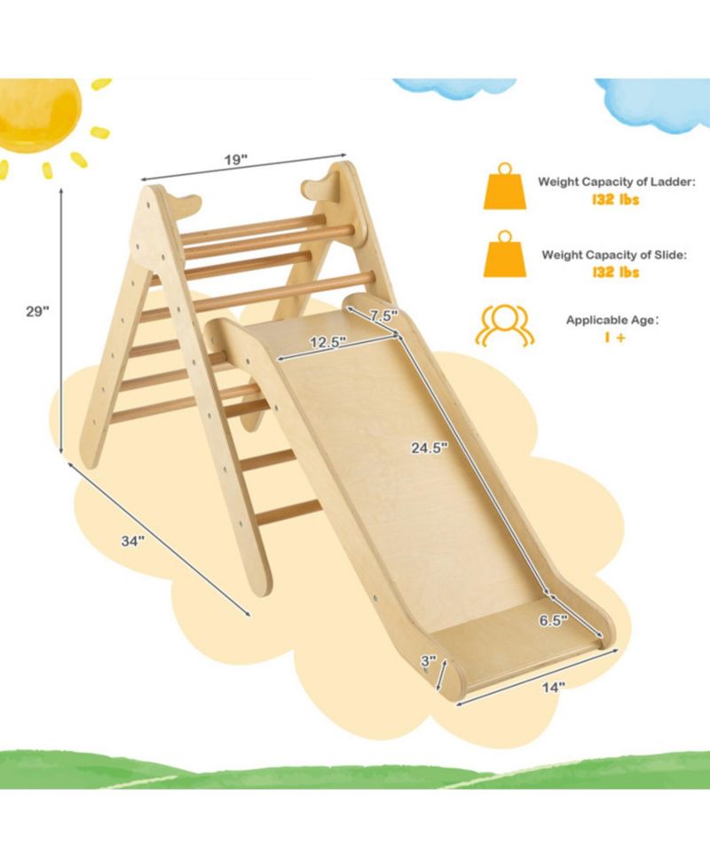 Набор для скалолазания Triangle Climber и регулируемой горки для детей от 1 года, состоящий из 2 предметов