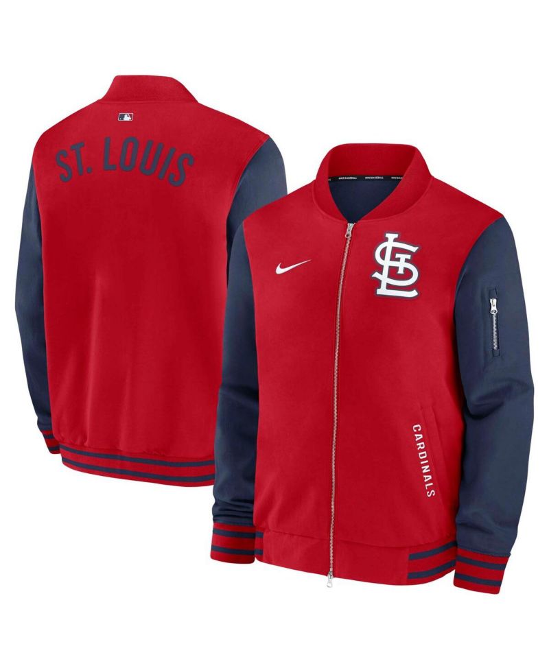 Men's Red/Navy St. Louis Cardinals Authentic Collection Dugout Full-Zip Bomber Jacket