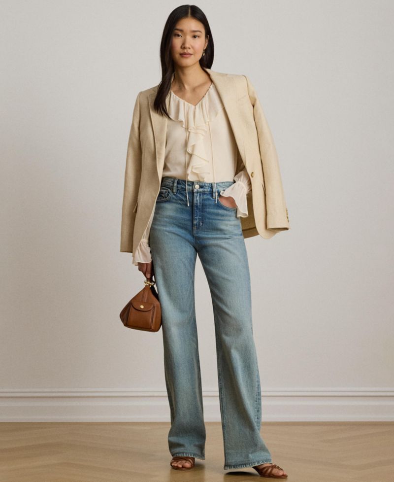 Women's Ruffle-Trim V-Neck Blouse