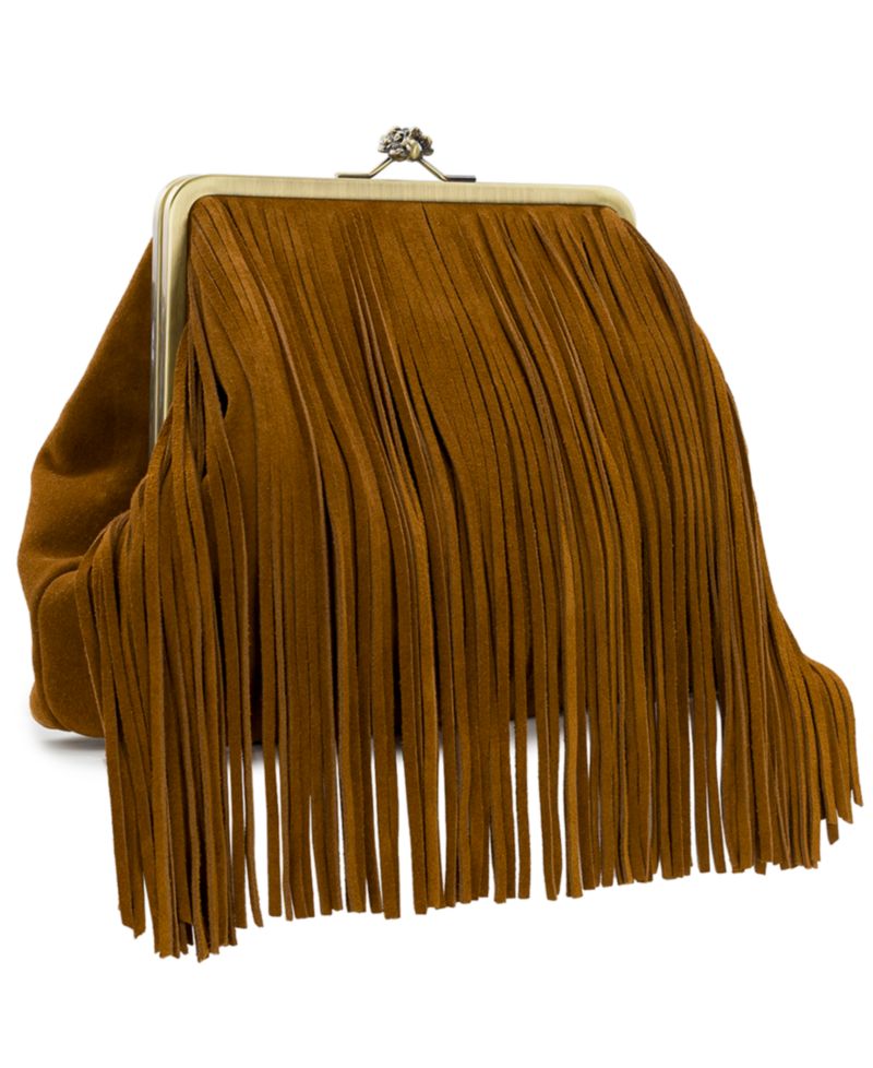 Vivienne Medium Suede Fringe Kiss-Lock Frame Handbag