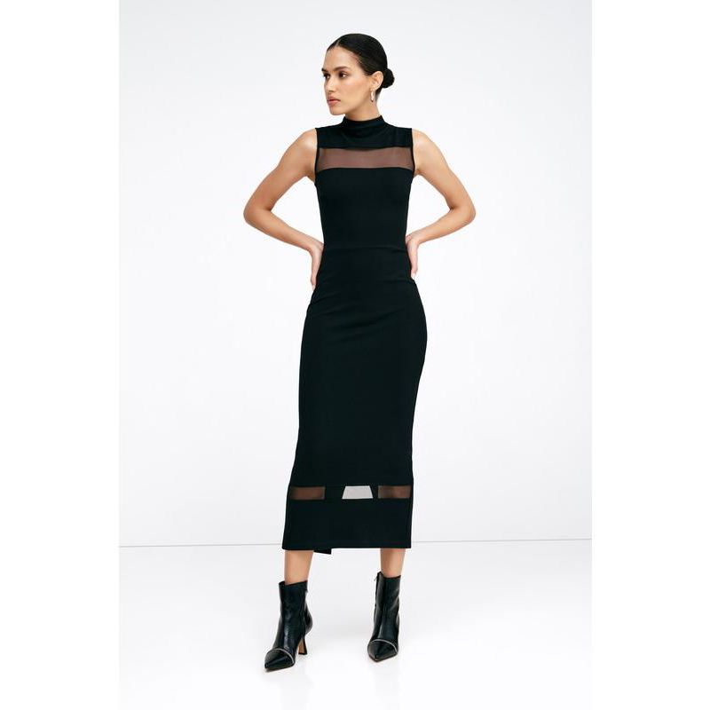 Women's Cleo Mock-Neck Mesh-Detail Sleeveless Midi Dress