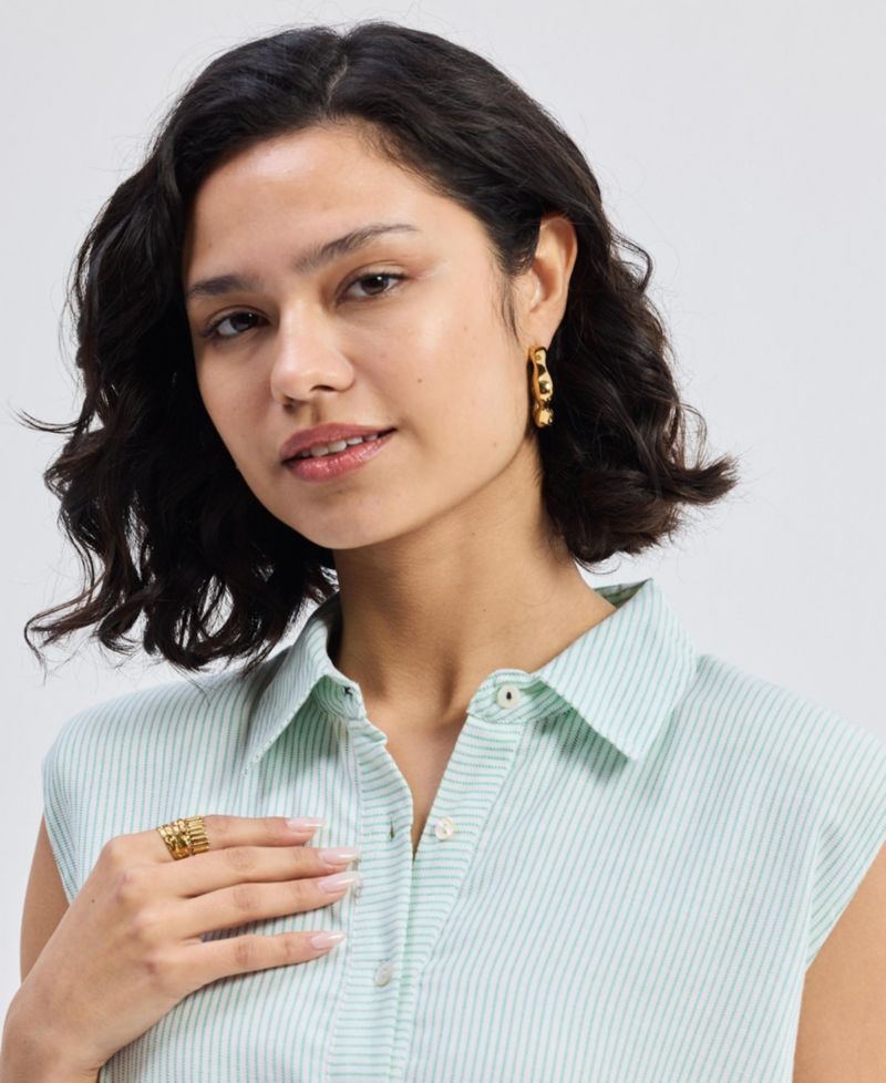 Women's Drawstring Shirt Dress in Stripes