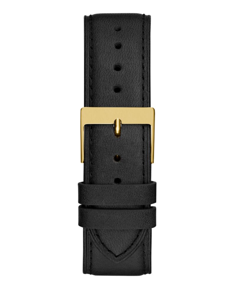Men's Analog Black Leather Watch, 44mm