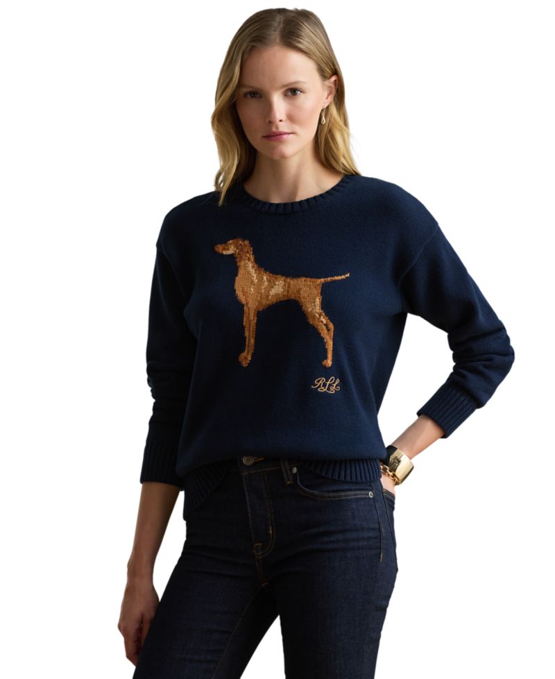 Petite Intarsia-Knit Crewneck Sweater