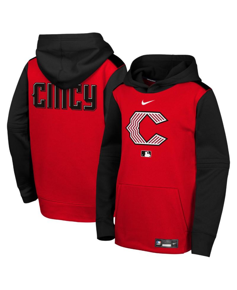 Big Boys and Girls Red/Black Cincinnati Reds 2026 City Connect Authentic Collection Therma-FIT Hoodie