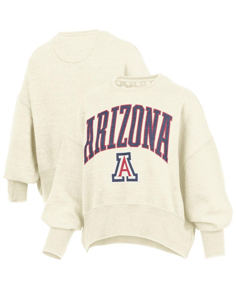 Women's Natural Arizona Wildcats Oversized Waist-Length Crewneck Sweatshirt