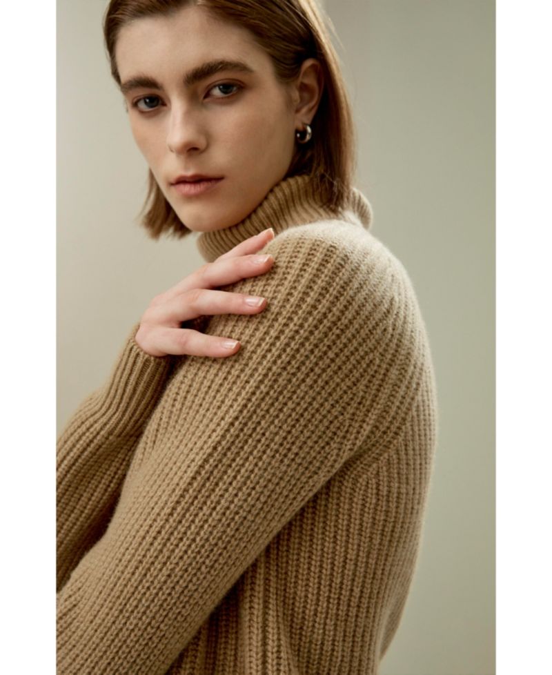 Women's Textured Turtleneck Cashmere Sweater