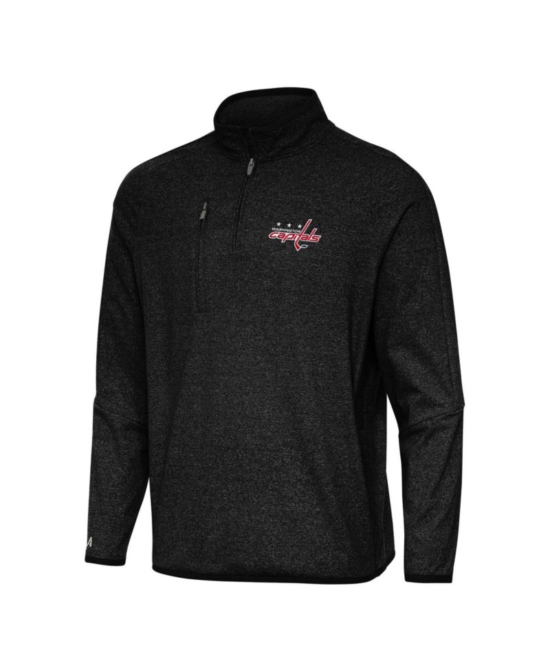 Men's Heather Black Washington Capitals Certain Quarter-Zip Tri-Blend Sweatshirt