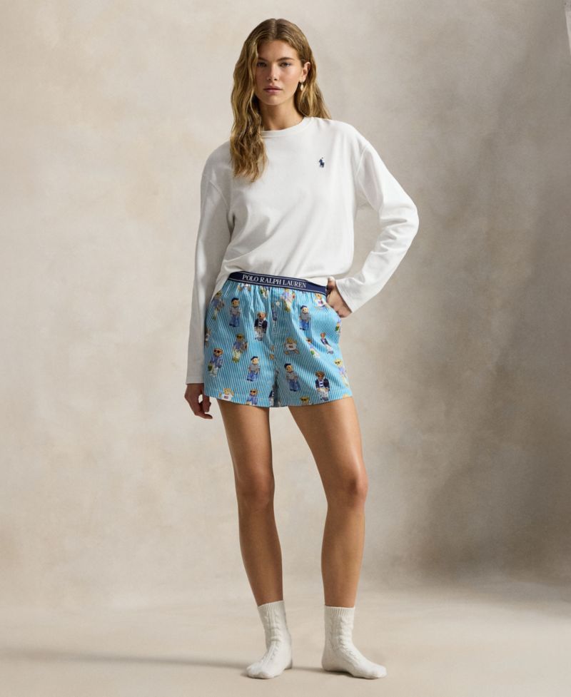 Women's All-Over Bear Striped Sleep Boxers