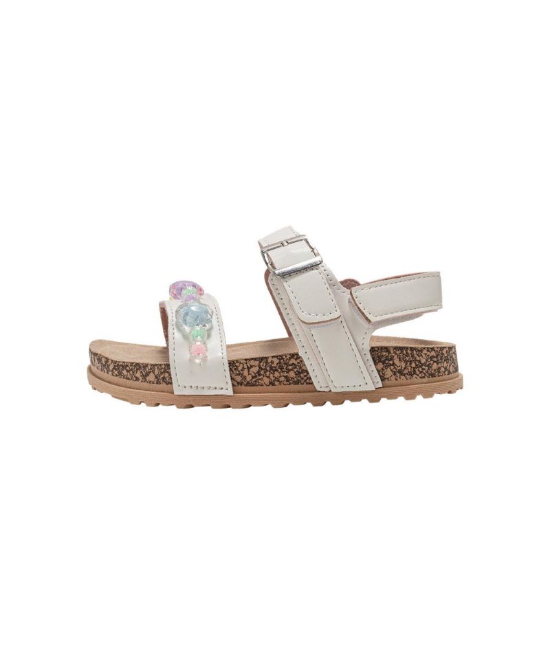 Little Girls Footbed Sandals - Comfortable Design & Beaded Ankle Strap