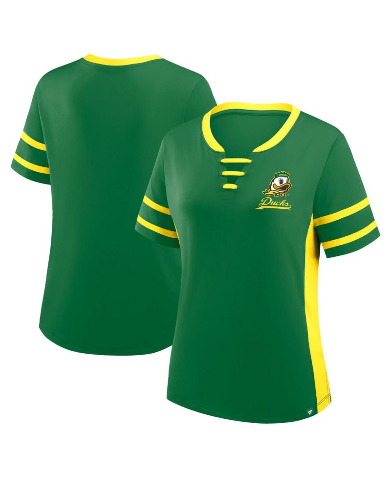 Women's Green/Yellow Oregon Ducks Be Fearless Athena Lace-Up T-Shirt