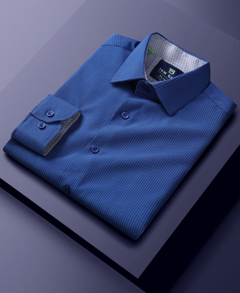 Men's Slim Fit Performance Long Sleeve Geometric Dress Shirt