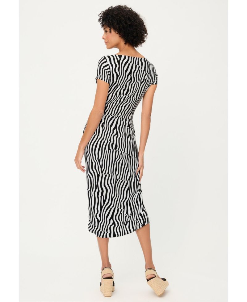 Women's Modern Zebra Faux Wrap Dress