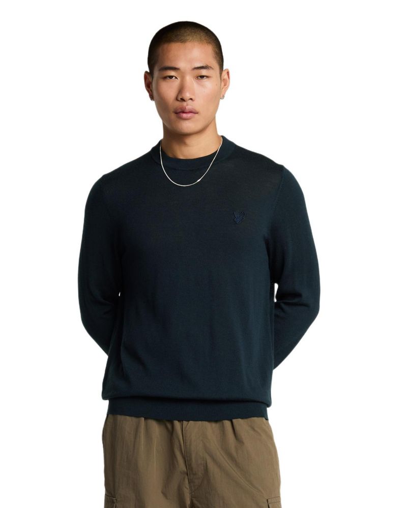Men's Tonal Eagle Merino Crew Neck Sweater