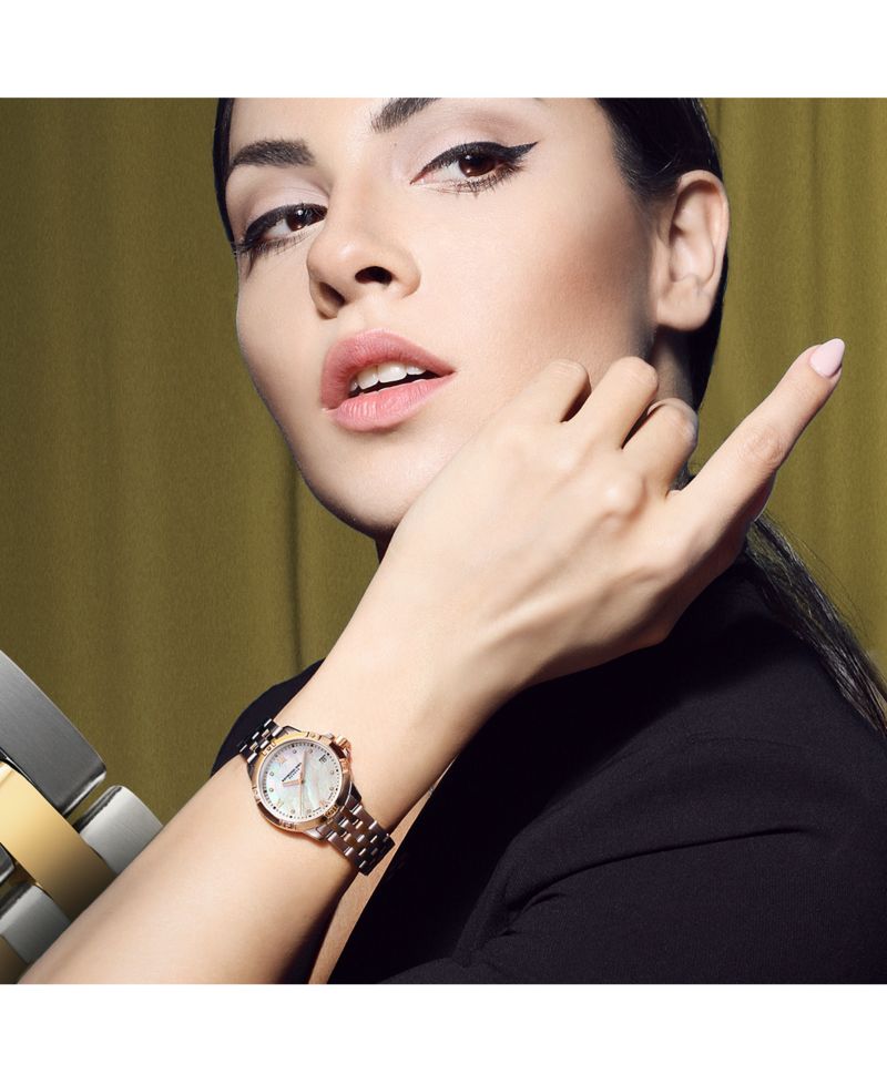 Women's Swiss Tango Diamond-Accent Two-Tone Stainless Steel Bracelet Watch 30mm