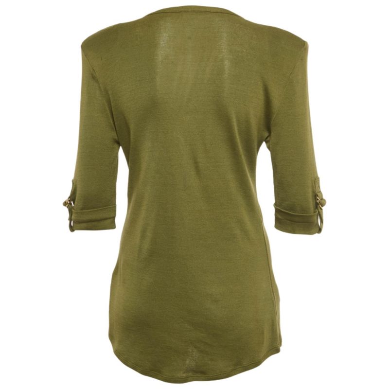 Women's Olive Green Cotton Knit Top