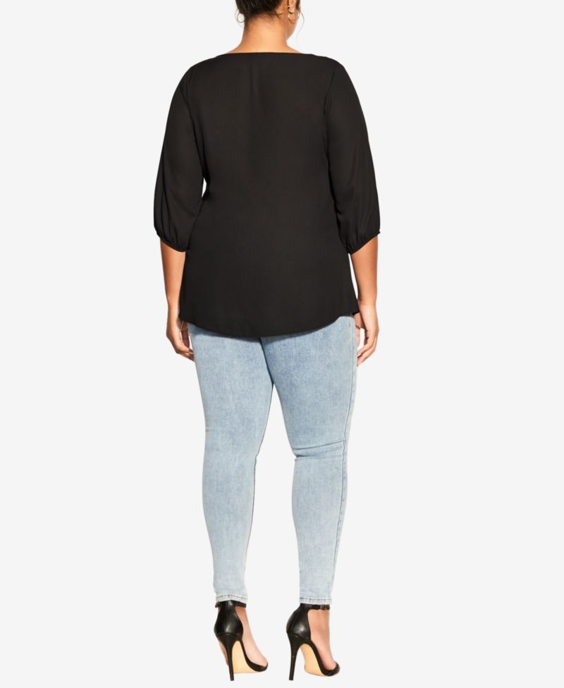 Women's Fashion Fling Elbow Sleeve Zip Neck Top