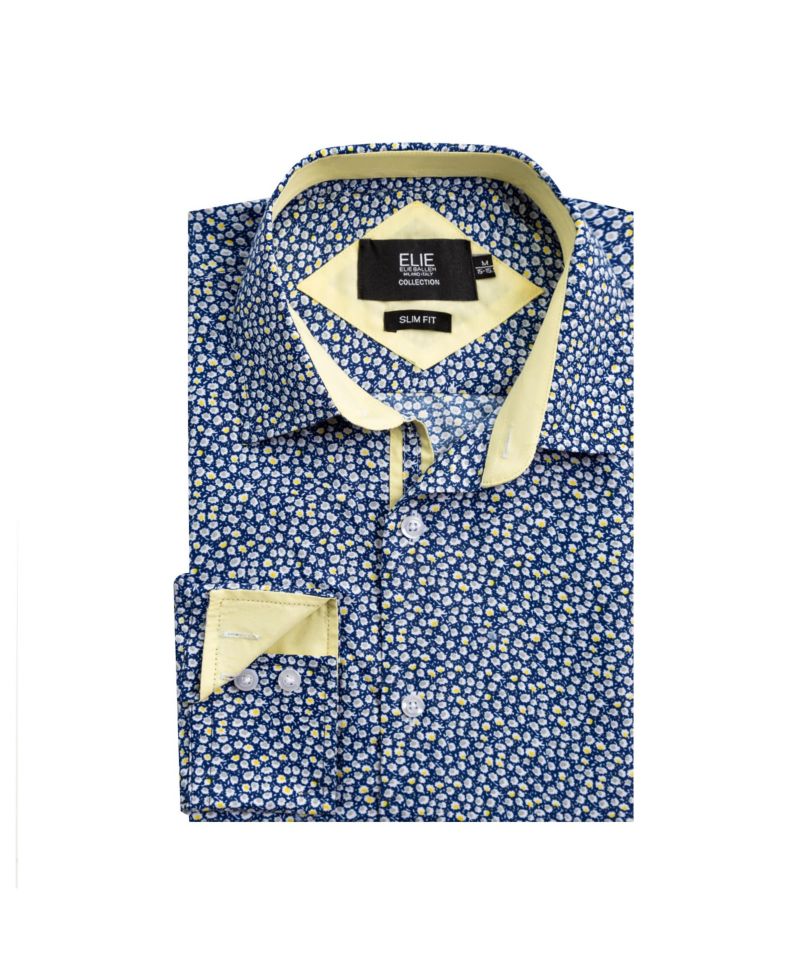 Big Boys Navy Slim Fit Floral Shirt for