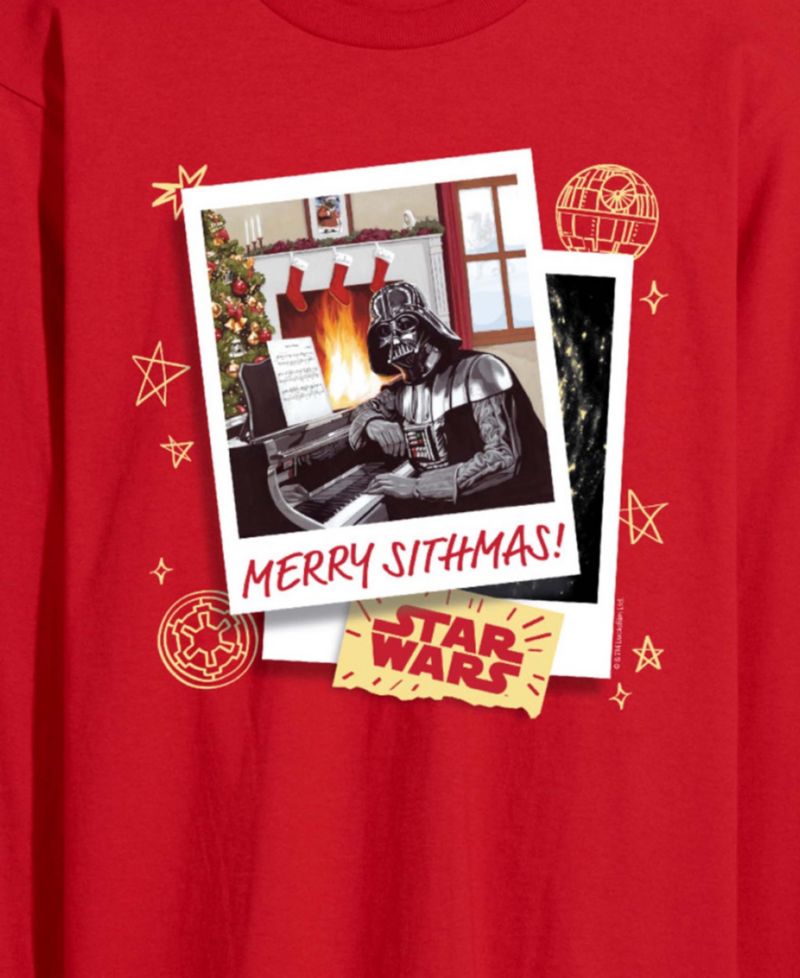 Men's Star Wars Christmas Merry Sithmas Darth Vader Long-Sleeve Graphic T-Shirt