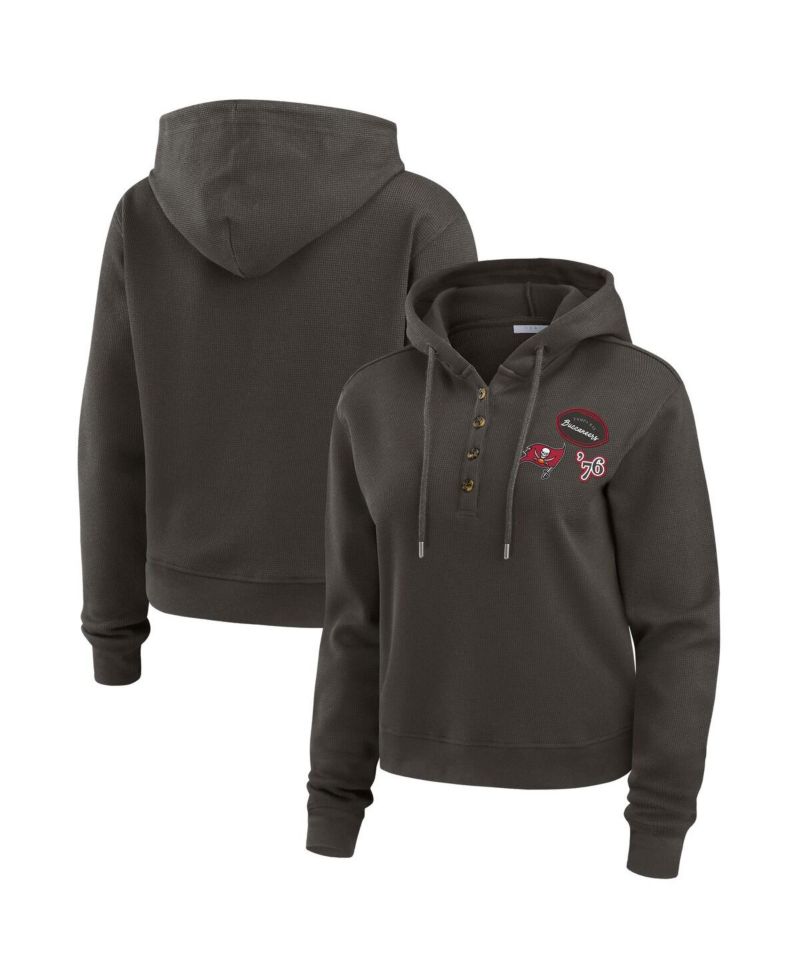 Women's Pewter Tampa Bay Buccaneers Waffle Hoodie Pullover Top