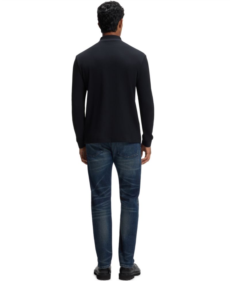 Men's H-Pittman 10 Stretch Long-Sleeve Waffle-Knit Polo Shirt