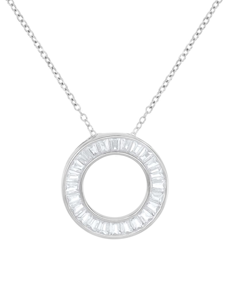 Cubic Zirconia Open Circle Pendant Necklace in Sterling Silver