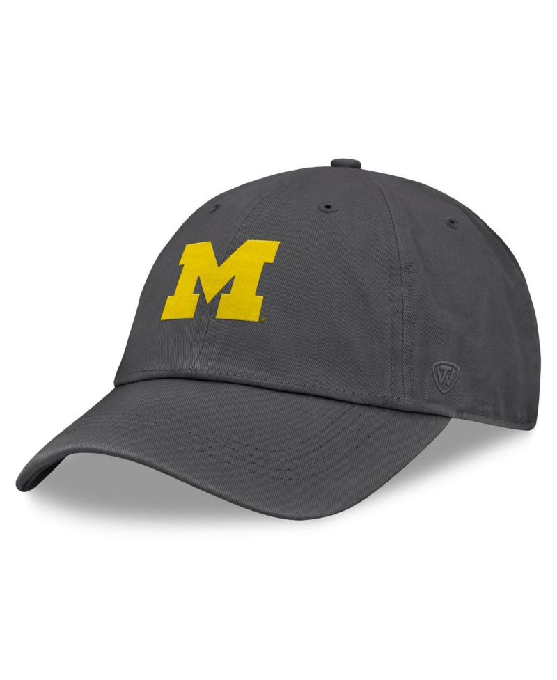 Men's Heather Charcoal Michigan Wolverines Team Logo Washed Adjustable Hat