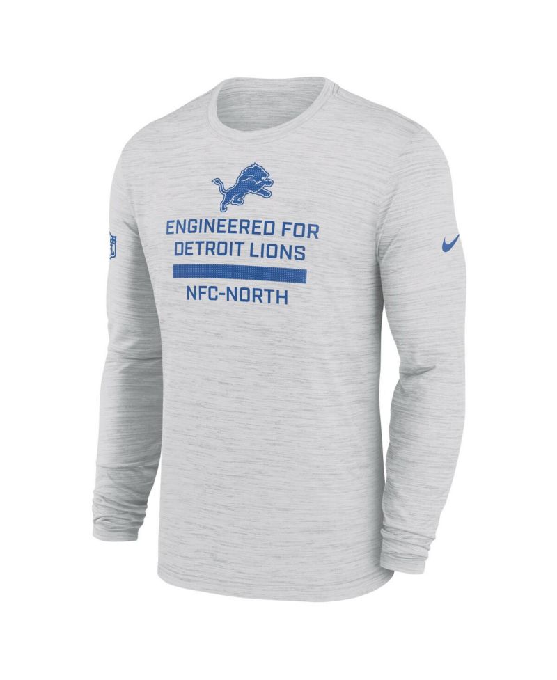 Men's Ash Detroit Lions Sideline Velocity Performance Long Sleeve T-Shirt