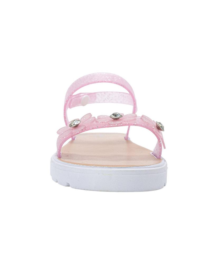 Girls PCU sandal with Glitter Flower snd RS