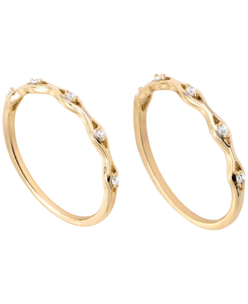 2-Piece Cubic Zirconia Stackable Ring Set (0.15 ct. t.w.) in Gold over Sterling Silver