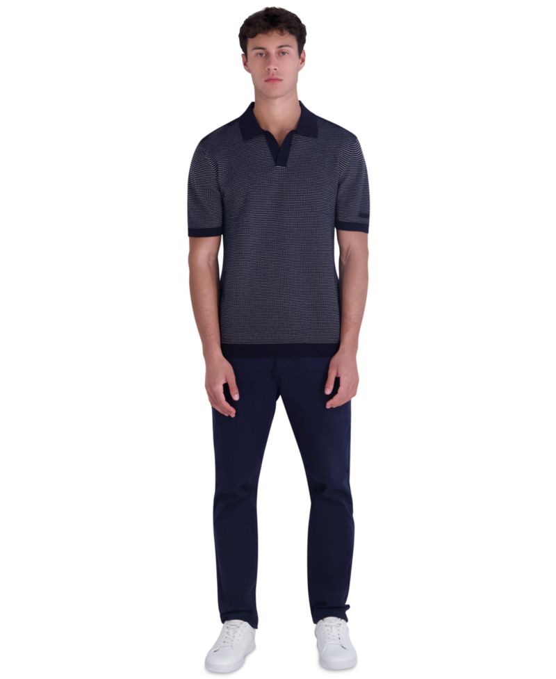 Men's Johnny Collar Textured Polo Sweater