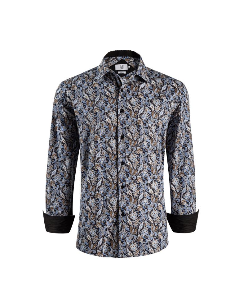 Big Boys Navy Paisley Sport Slim Fit Shirt