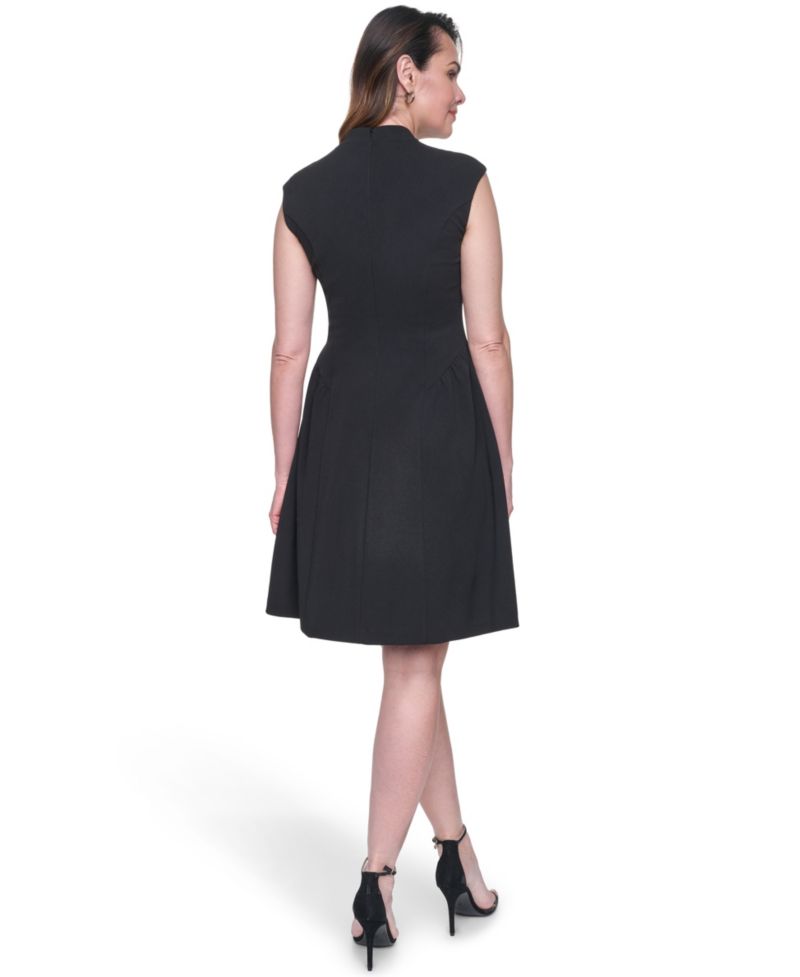 Women's Scuba Crepe V-Neck Dress