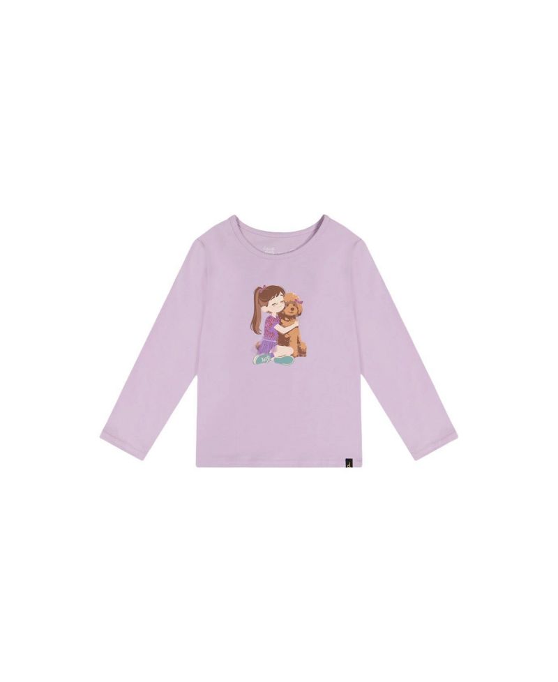 Big Girls (6-12) Long Sleeve Cotton T-Shirt Lavender