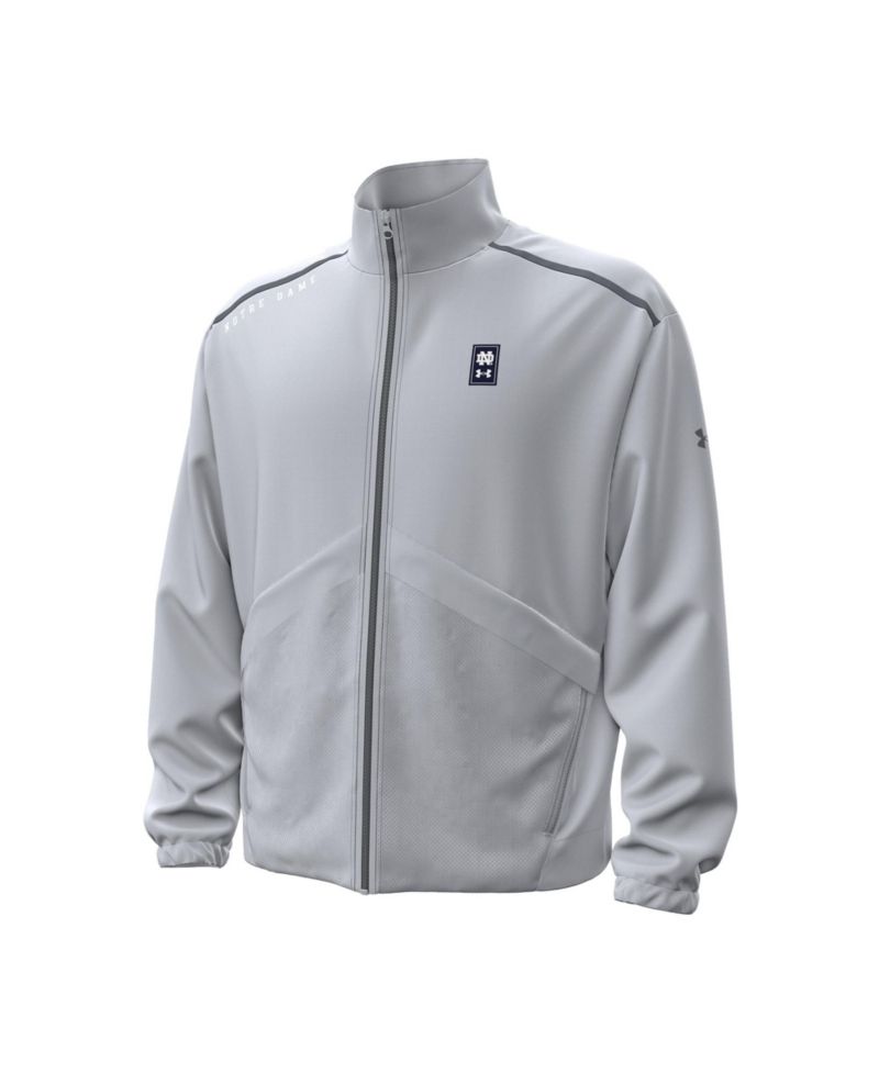 Men's Gray Notre Dame Fighting Irish 2026 Sideline Unstoppable Woven Full-Zip Jacket